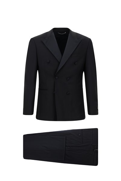 6 Drop Regular Fit Standard Cut Pointed Collar Wool Double-Breasted Tuxedo & Groom Suit