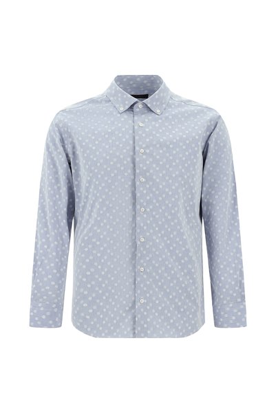 Long Sleeve Slim Fit Slim Fit Button Collar Patterned Cotton Shirt