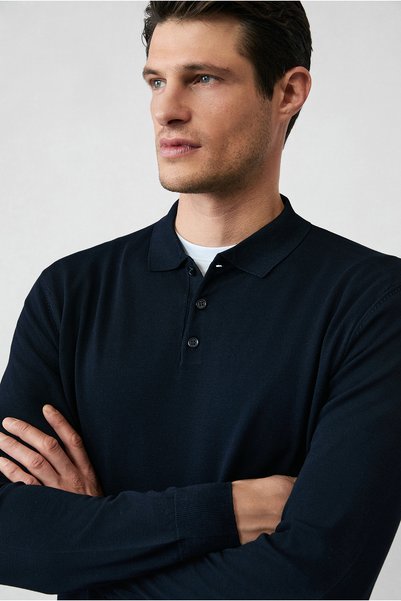 Regular Fit Buttoned Polo Neck Knitwear Sweater