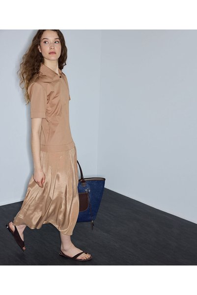 Fabric Mix Double-Piece Look Dress