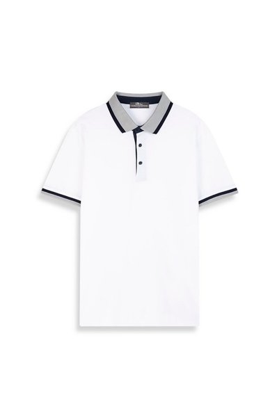 Contrast Detailed Pique White T-Shirt