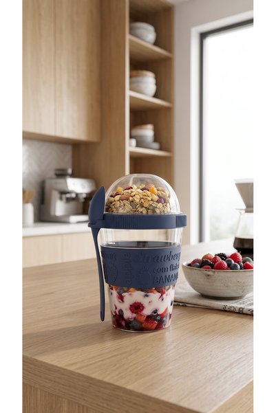 Take'N Go Ready-To-Eat Yogurt Oat Muesli Storage Container with Lid and Spoon Portable Food Container 600 ml
