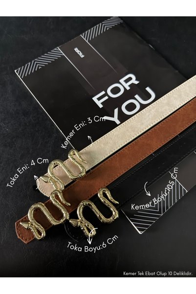 3-Piece Snake Buckle Women's Trouser Belt, Jacket Belt, Dress Belt, Shirt Belt