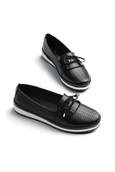 Women's Black Comfortable Lace-Up Non-Slip Shoes
