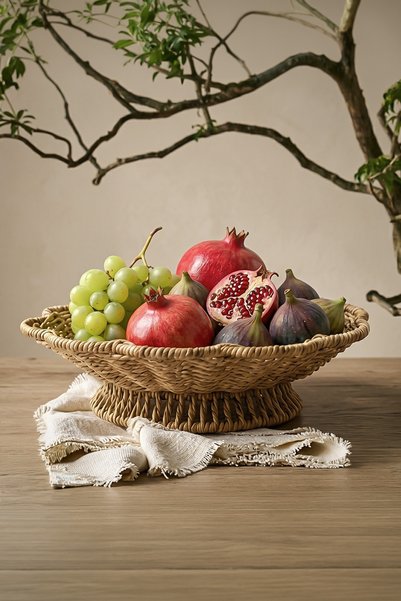 Wicker Look Decorative Fruit Holder Presentation Basket with Feet 26 cm