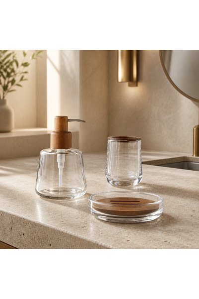 Berry 3 “ Lü Wooden Glass Bathroom Set