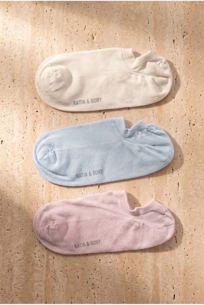 Women's 3-Piece Basic Step Socks Ecru Mix