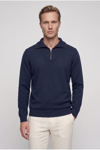 Slim Fit Navy Blue Sweater