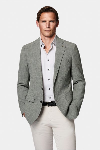 6 Drop Regular Fit Standard Cut Mono Collar Woolen Plaid Classic Italian Jacket