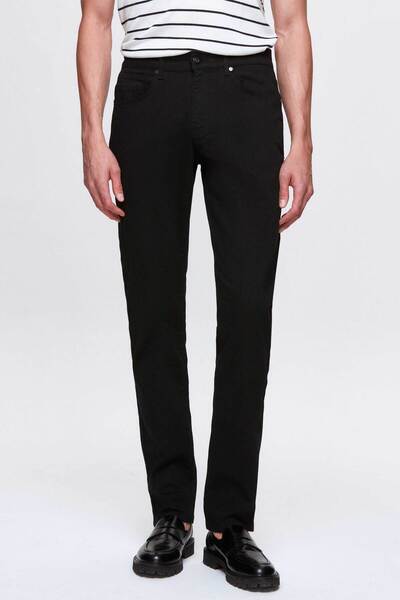 Ds Damat Slim Fit Black Gabardine Denim Trousers