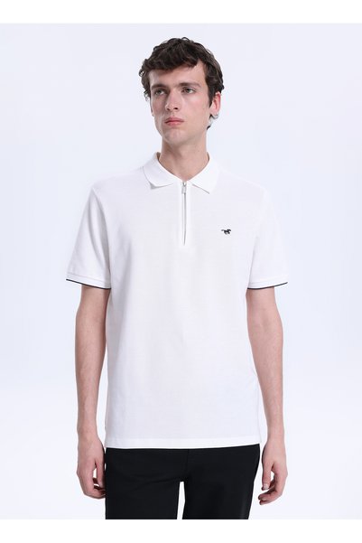 White Men's Polo T-Shirt M6Sm-Tst1583