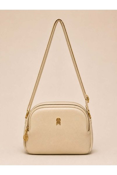 Cream Women's Stylish Design 3-Compartment Crossbody Bag