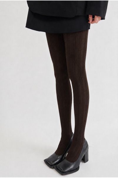 Women's Striped Pantyhose Dark Brown