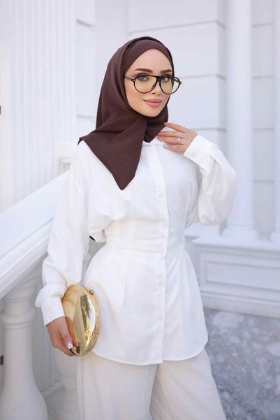 White Waist-Situated Pleated Detailed Shirt