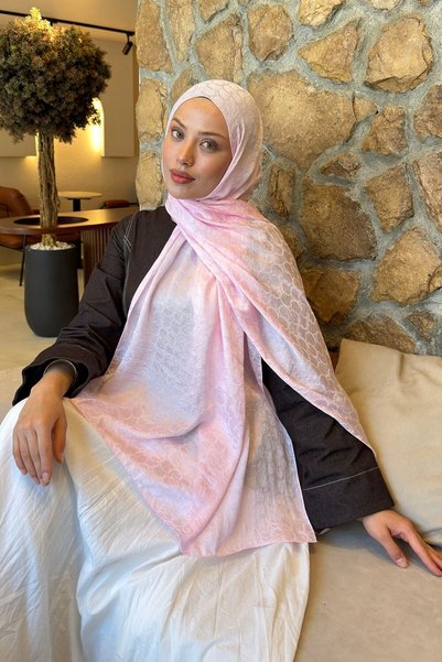Bloom Pattern Ayrobin Floral Jacquard Shawl Candy Pink