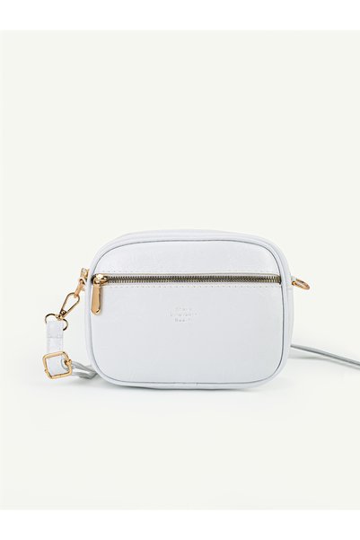 Wrinkled Textured White Shk326 Zippered, 2-Compartment, Adjustable Strap, Hand, Arm and Shoulder Bag