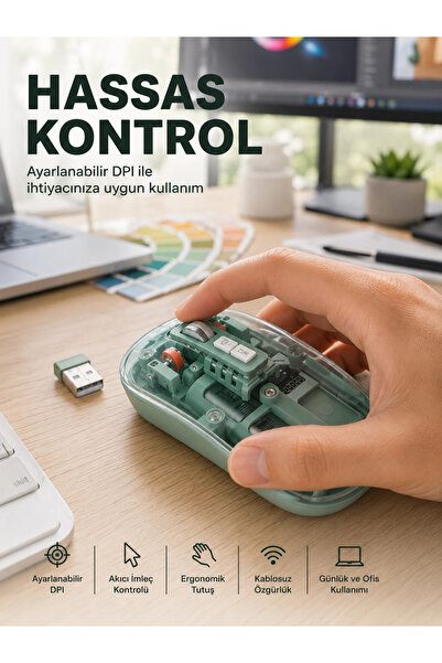Транспарентен дизајн Bluetooth безжичен глушец на батерии нова генерација