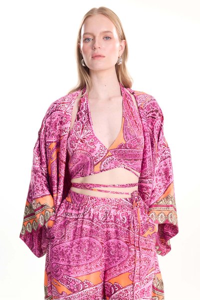 Pink Women's Draped Shawl Jacket TBWRJC2025