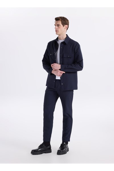 Navy Blue Men's Jogger Striped Trousers F6Sm-Pnt 2601