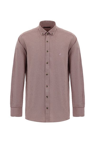 Long Sleeve Regular Fit Cotton Button Lapel Oxford Shirt