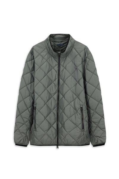 Windproof Quilted Sports Coat with Stand Collar and Zippered Pockets