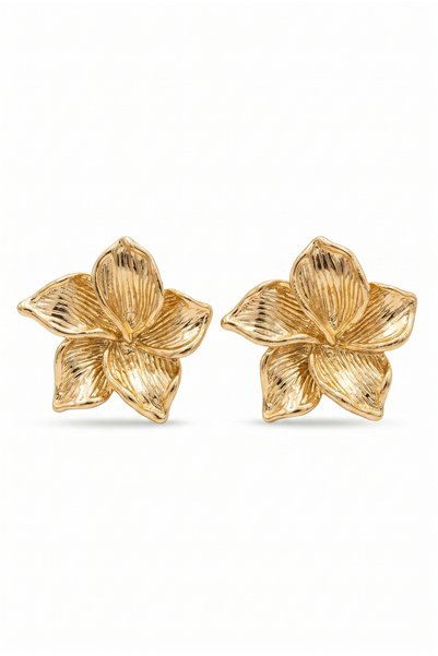 Elegant Brass Women's Earrings with Yellow Flower Motif