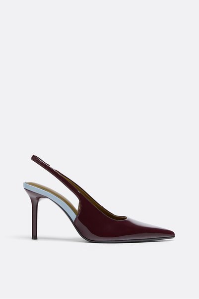 Three-Color Open-Back Heeled Shoes