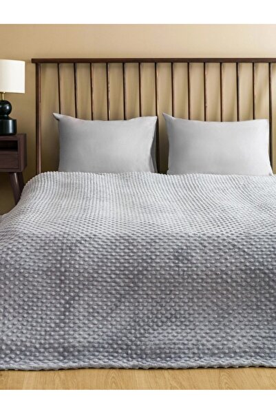 LCW HOME сиво Welsoft ќебе со шарка на пупки за брачен кревет 200x220 Cm