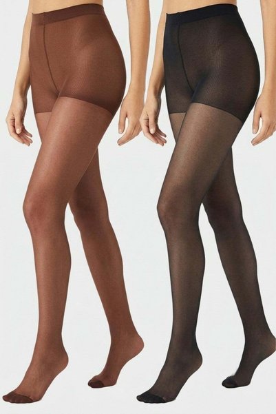 Thin 15 Denier Black-Chestnut 2-Piece Pantyhose