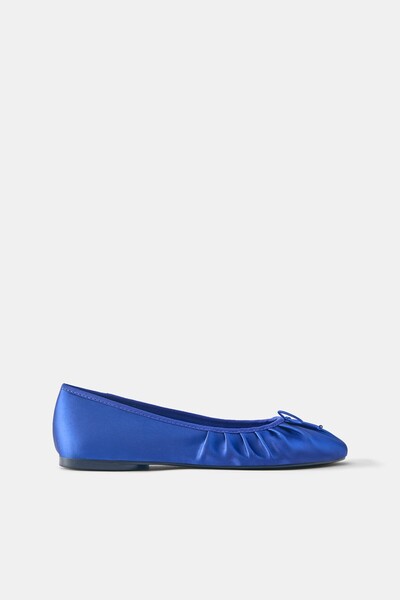 Ballerina Flats with Drawstring and Bow Details
