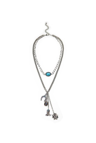 Necklace with Contrast Stones and Mixed Figures