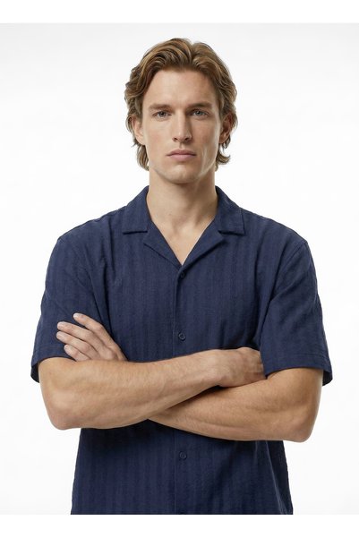Navy Blue Men's Shirt M6Sm-Gml1503