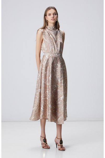 Cinnamon Patterned Midi Dress