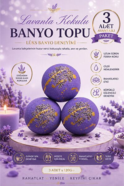 Bathbox бомба за капење со лаванда, хидратантна бомба, за џакузи, када и маникир, педикир топка 3 парчиња 120 gr