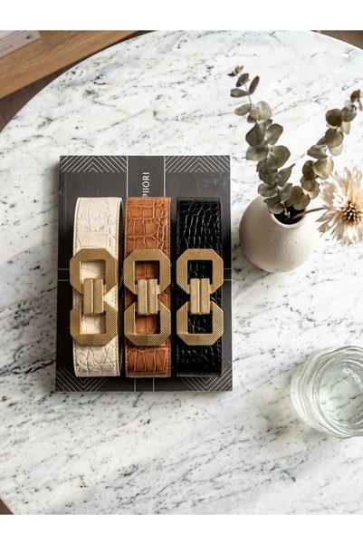 Elastic Belt with Metal Gold Buckle