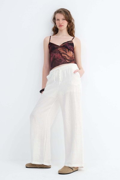 Linen Blend Trousers Pn16337-1-X8