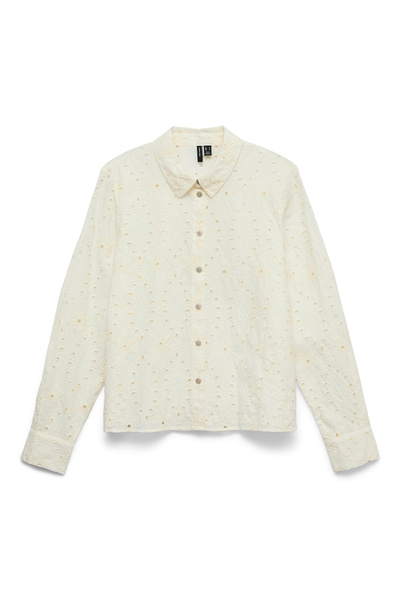 White Women's Standard Fit Patterned Shirt Vmhay Ls Shirt Wvn