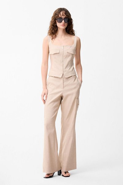 Beige Cargo Pocket Trousers