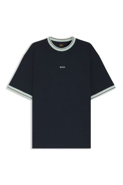 Navy Blue Men's Logo Printed T-Shirt Te_Blocks_50560372