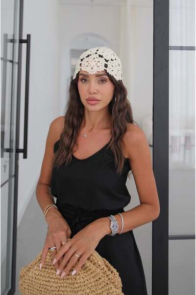 Ecru Crochet Knitted Hat