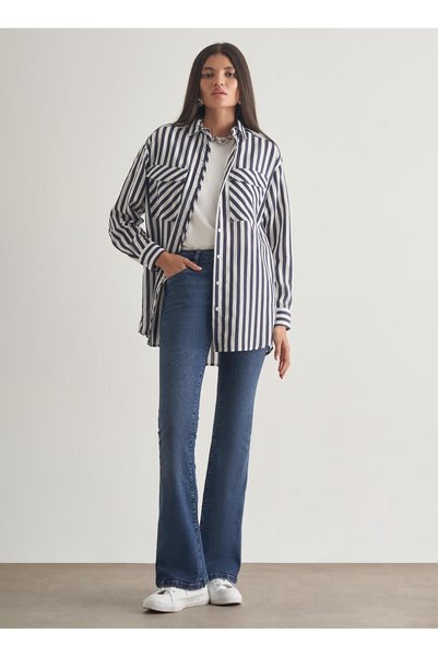Navy Blue Women's Regular Striped Tunic M2Mz1030210233