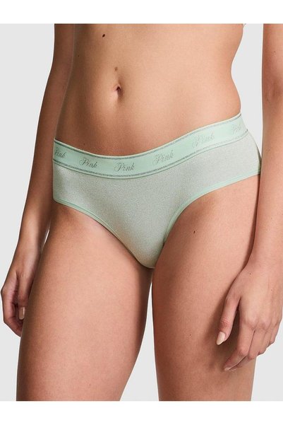Logo Detailed Shiny Cotton Hiphugger Panties