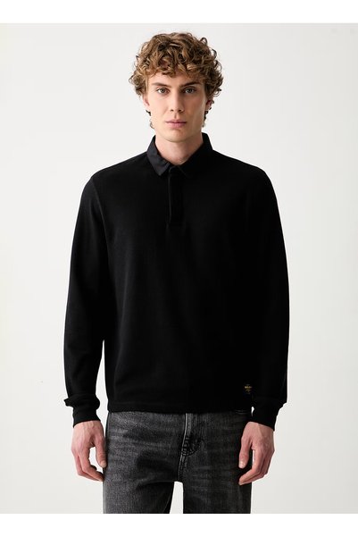 Jeans Black Men's Polo T-Shirt M6YP02K3813-JBLK Waffle PoloT-Shirt