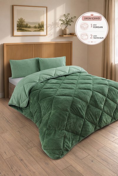 Premium Double-Sided Wellsoft Quilt Set King Size 215x235 cm – with 2 Pillowcases