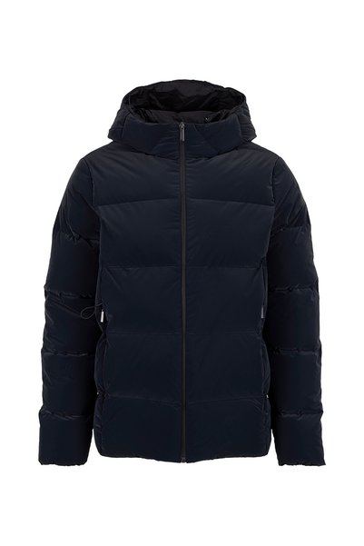 Navy Blue Men's Slim Fit Quilted Coat Superduck Tubic Hood Zip Jacket