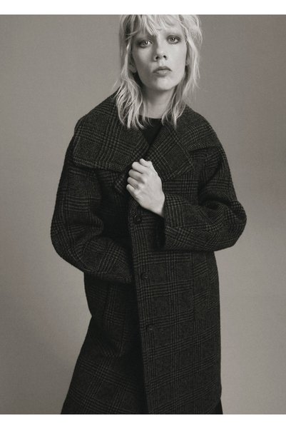 Checkered Woolen Coat