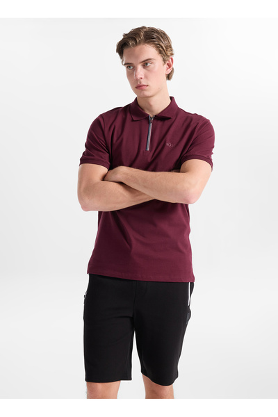 D6Sm-Tst3719 Claret Red Men's Polo T-Shirt