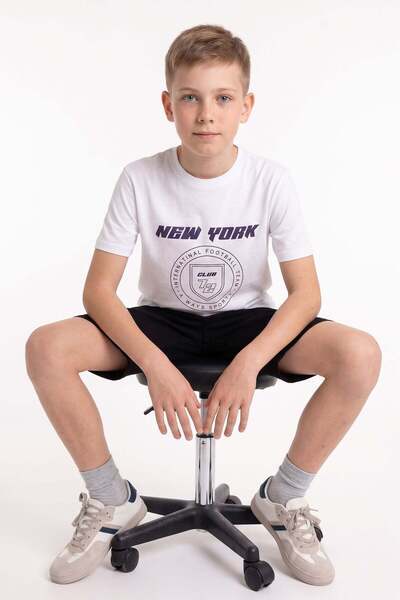 100% Cotton New York Text Printed Boys' T-Shirt