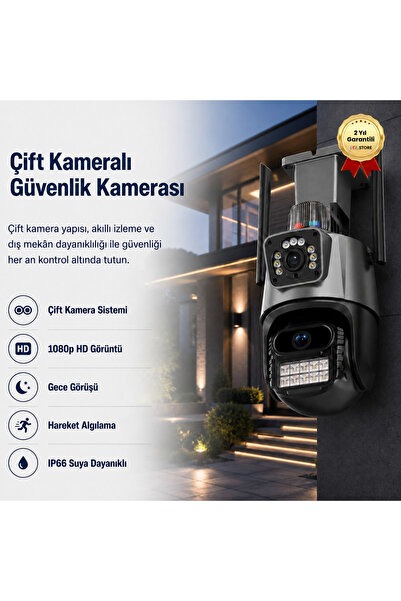 Безбедносна камера со две леќи 8MP IP66 водоотпорна, компатибилна за надворешна употреба, со аларм и апликација за телефон
