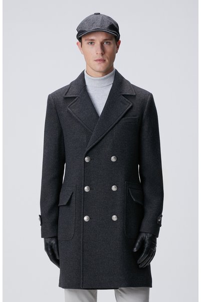 Anthracite Wool Blend Overcoat